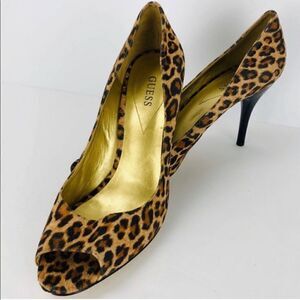 Guess Leopard Print Peep Toe Heels size 8.5